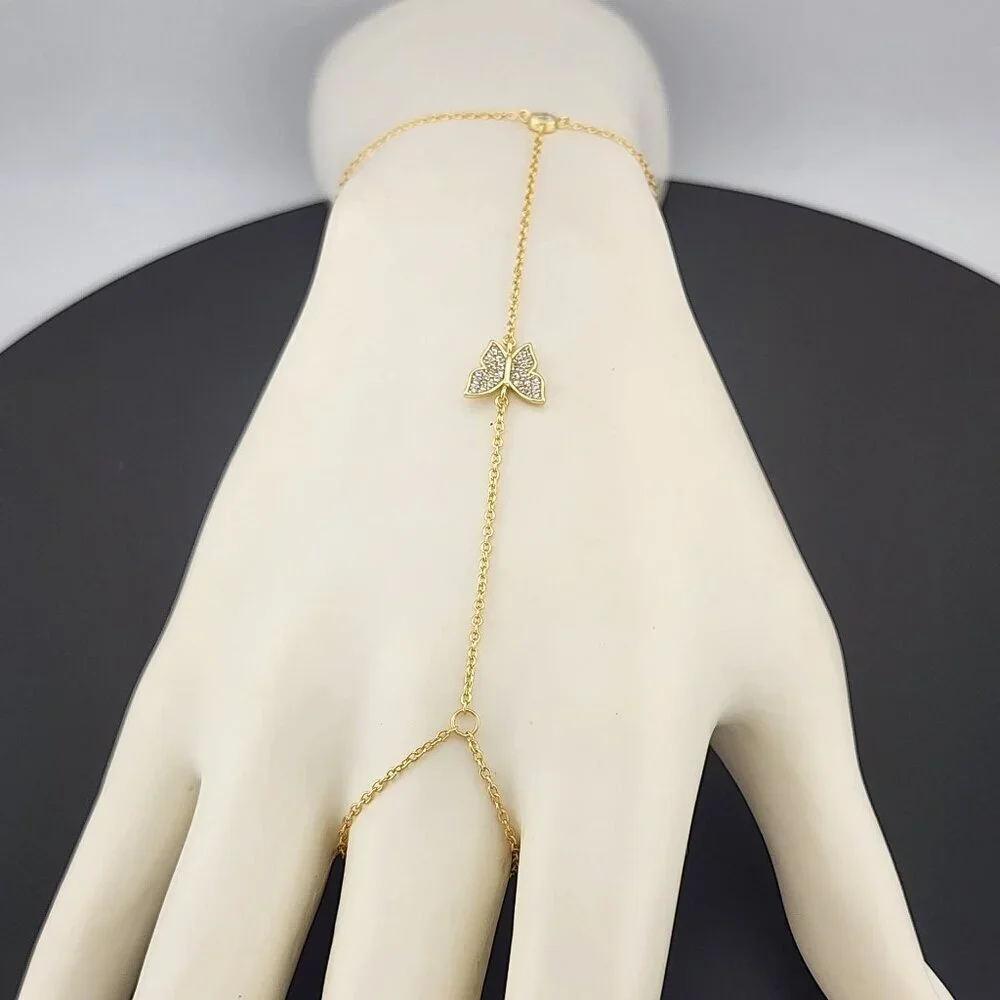 Butterfly Hand Ring Bracelet in 925 Sterling Silver – Dainty & Stylish